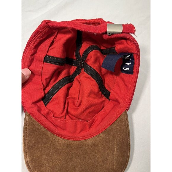 Vintage Gap Hat Baseball Cap Strap Back Wool Crown Red Suede Body Adult O/S - Picture 5 of 10